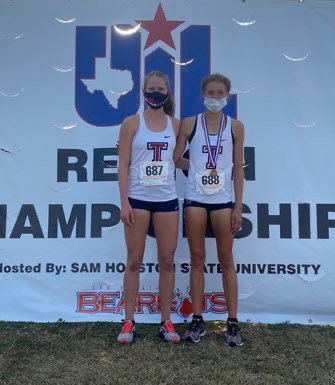 Tompkins’ Addison Stevenson, right, and Hayden Gold finished fourth and 17th, respectively, at the Region III-6A cross country championships on Tuesday to qualify for the state meet later this month. Gold is the Tompkins girls program’s first four-time state qualifier.